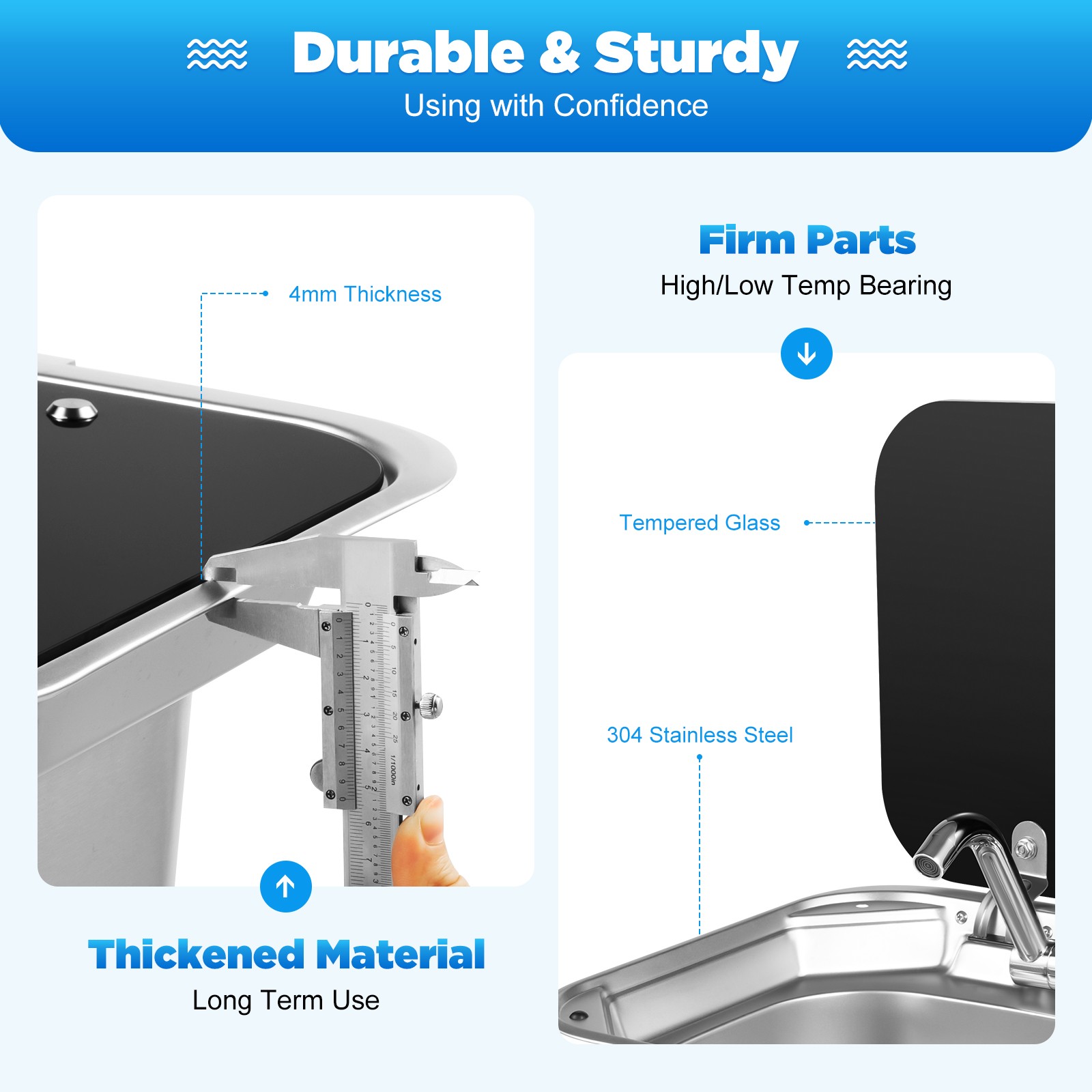 Stainless Steel RV Camper Caravan Trailer Sink Hand Wash Basin W/ Lid & Faucet