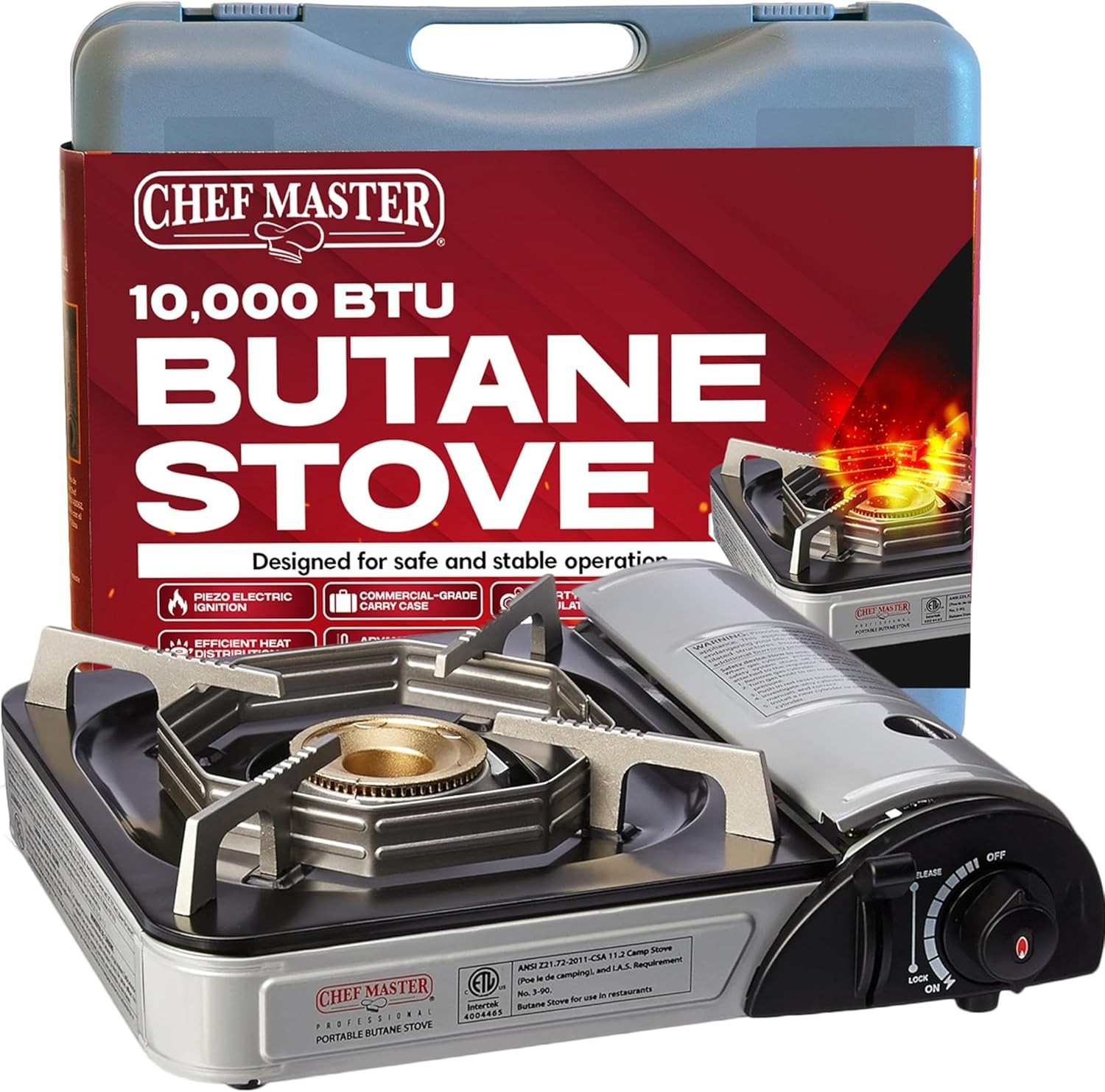 Chef-Master 10,000 BTU Butane Countertop Stove with Carry Case for Outdoors