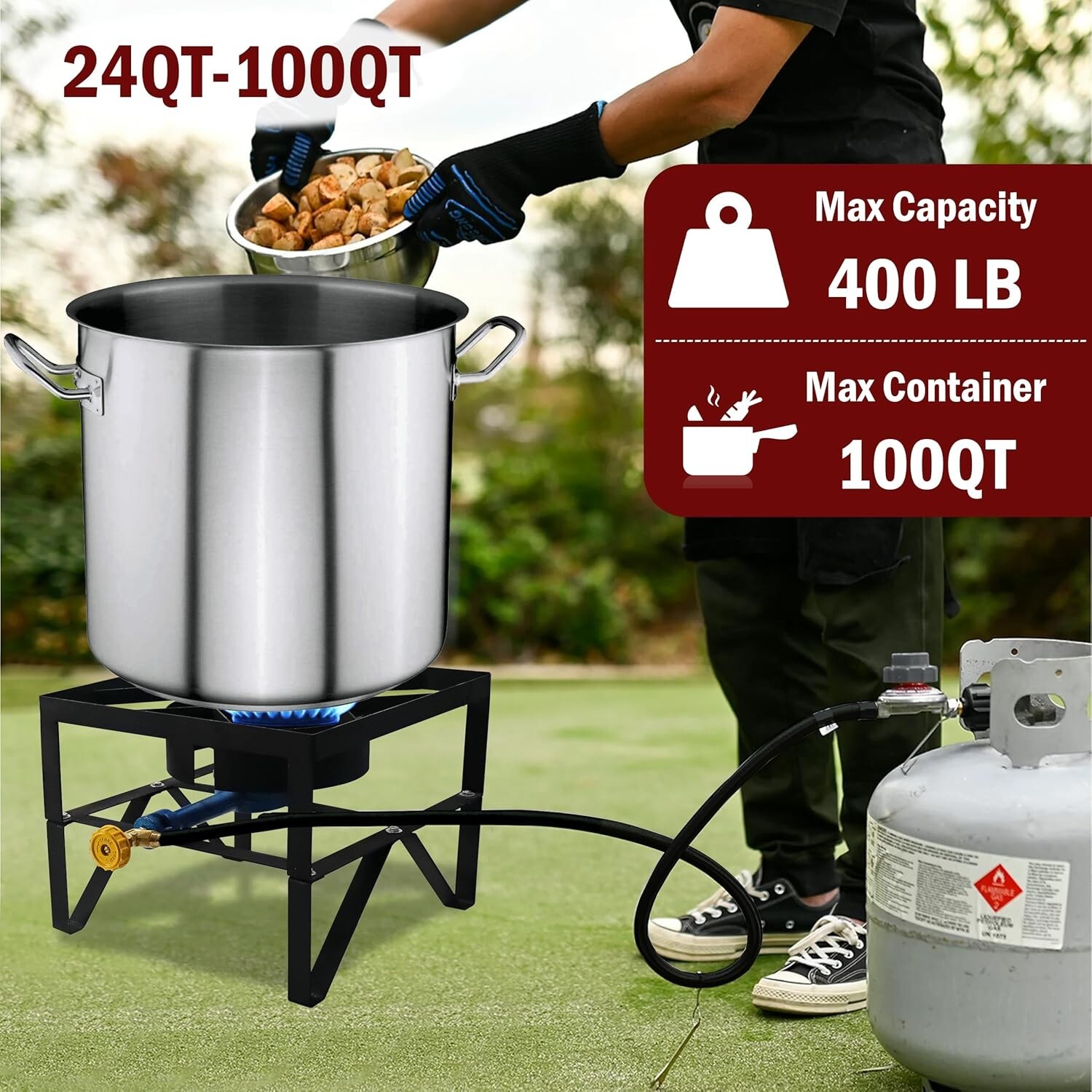 Sonret Single Burner Propane gas Stove-Square outdoor propane burner heavy duty