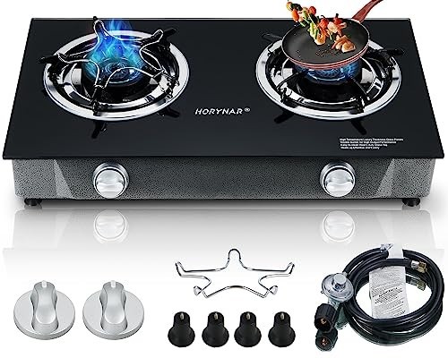 2-Burner Propane Stove with Auto Ignition, 26000 BTU, Tempered Glass, LPG, Outdo