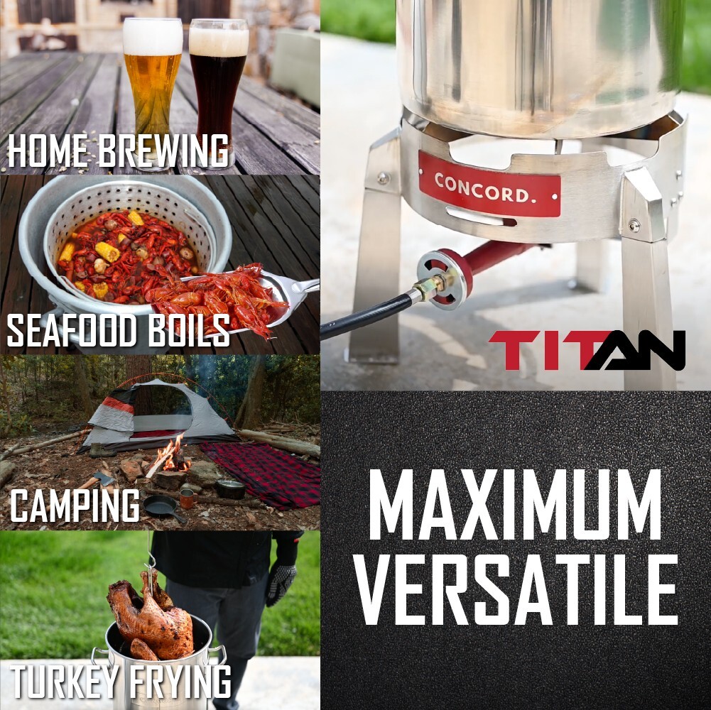 CONCORD Titan Burner. Stainless Steel Single Propane Burner. Great for Camping..