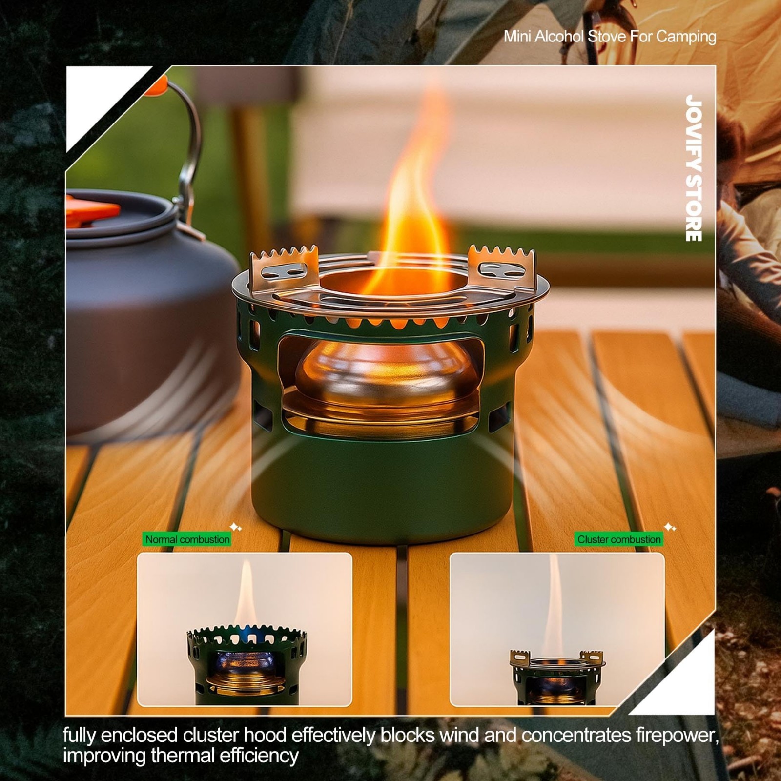 Portable Alcohol Stove – Lightweight Backpacking Burner with Aluminum Stand for
