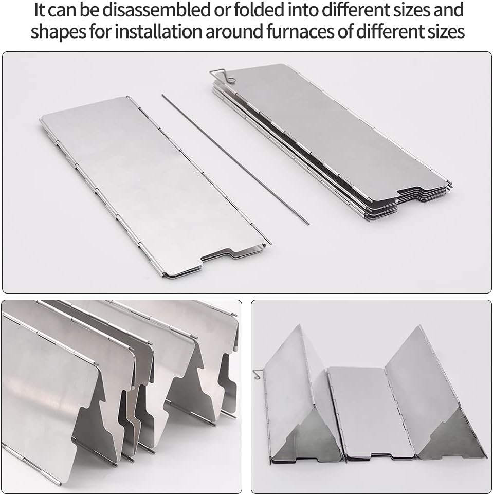 12 Plates Aluminum Stove Windscreen Foldable Windshield with Drawstring Bag