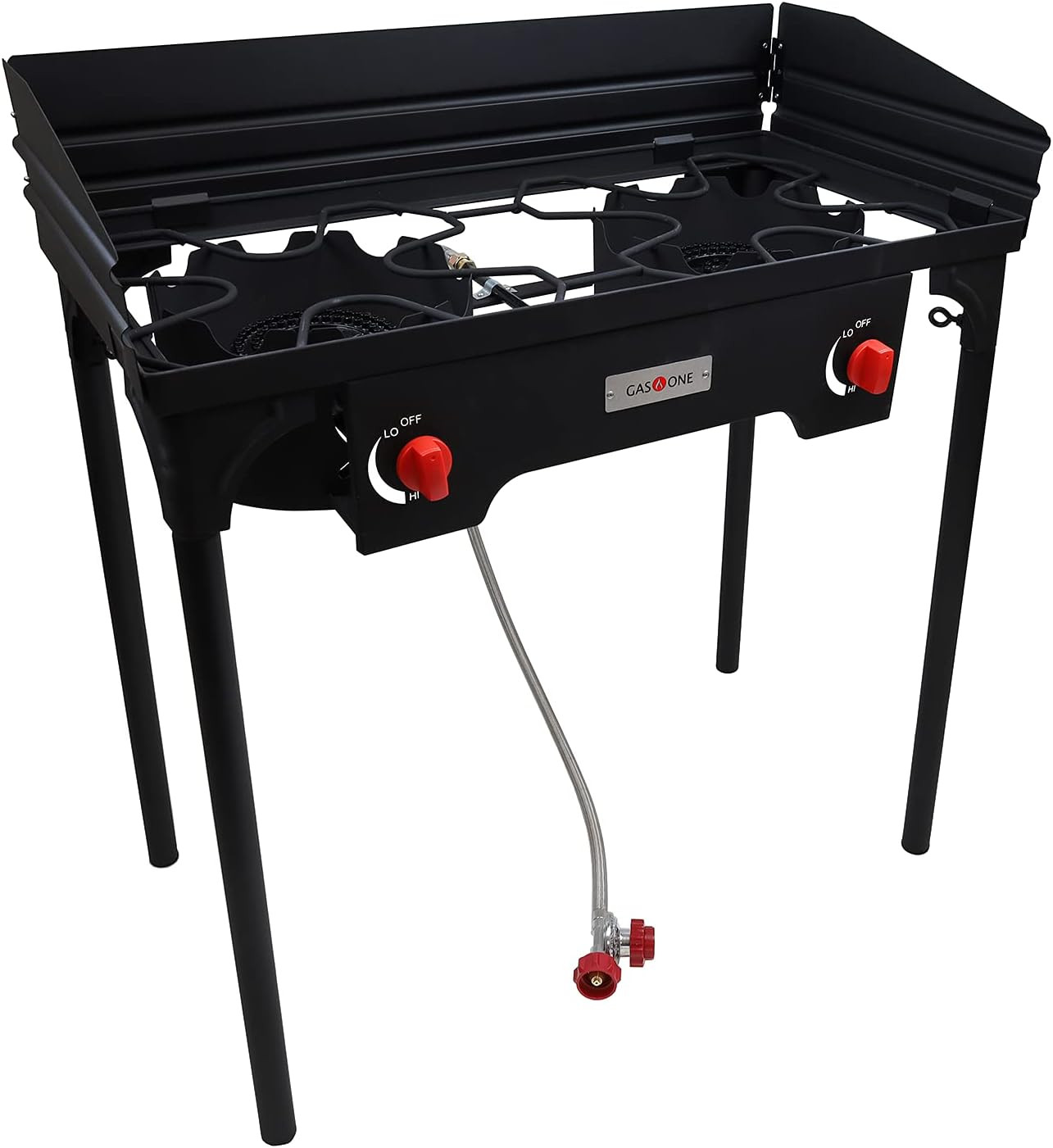 Gas One Propane Double Burner Two Burner Camp Stove with Windscreen Outdoor High