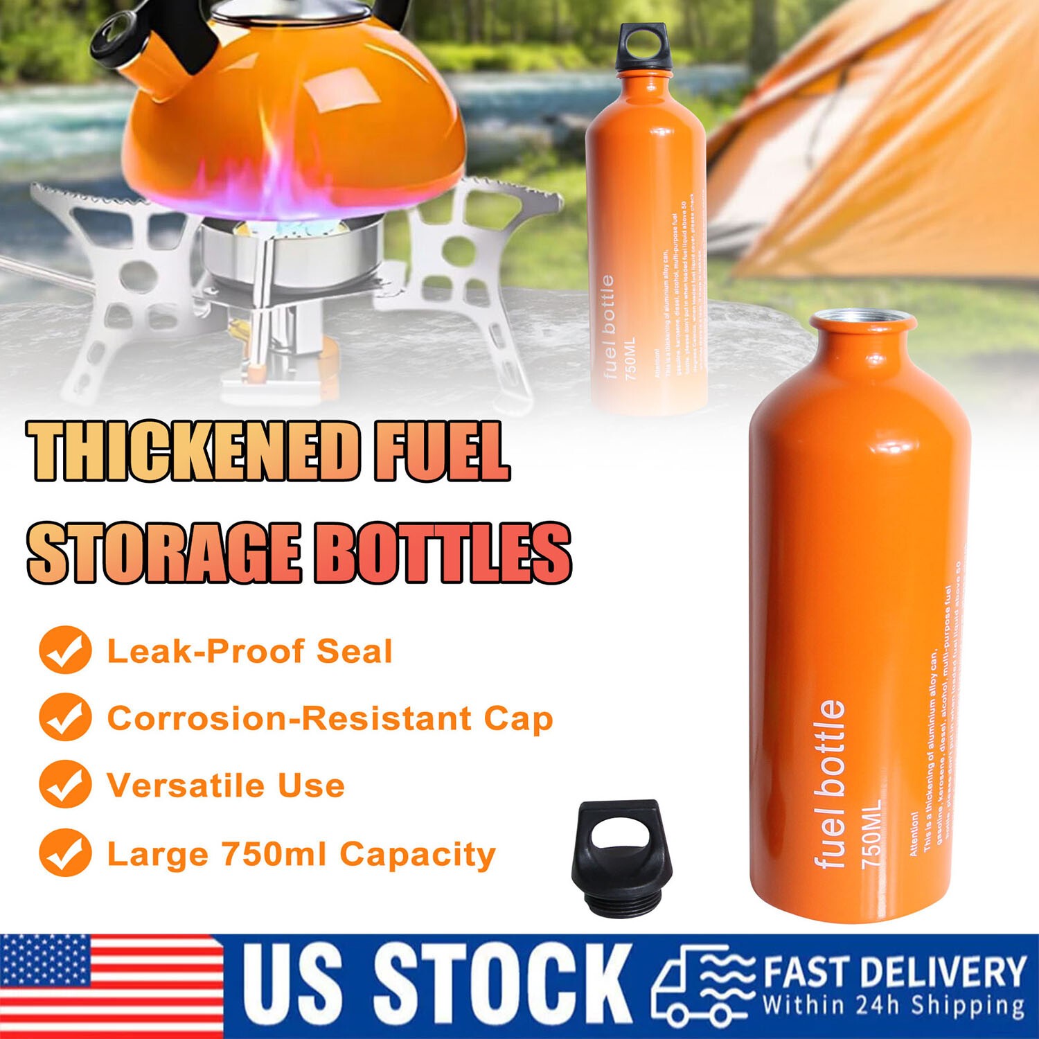 750ml Petrol Storage Tank Portable Outdoor Camping Fuel Bottle For Camping