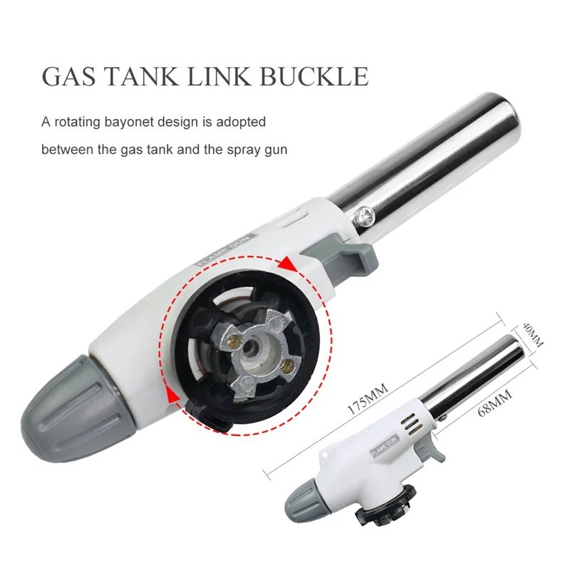 Outdoor Butane Gas Torch Burner Adjustable Flame for Camping Cooking BBQ Baking