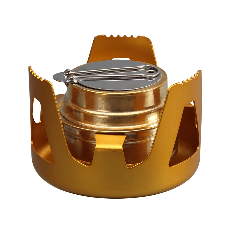 Portable Alcohol Stove Burner with Stand Lid for Outdoor Camping Hiking Cooking