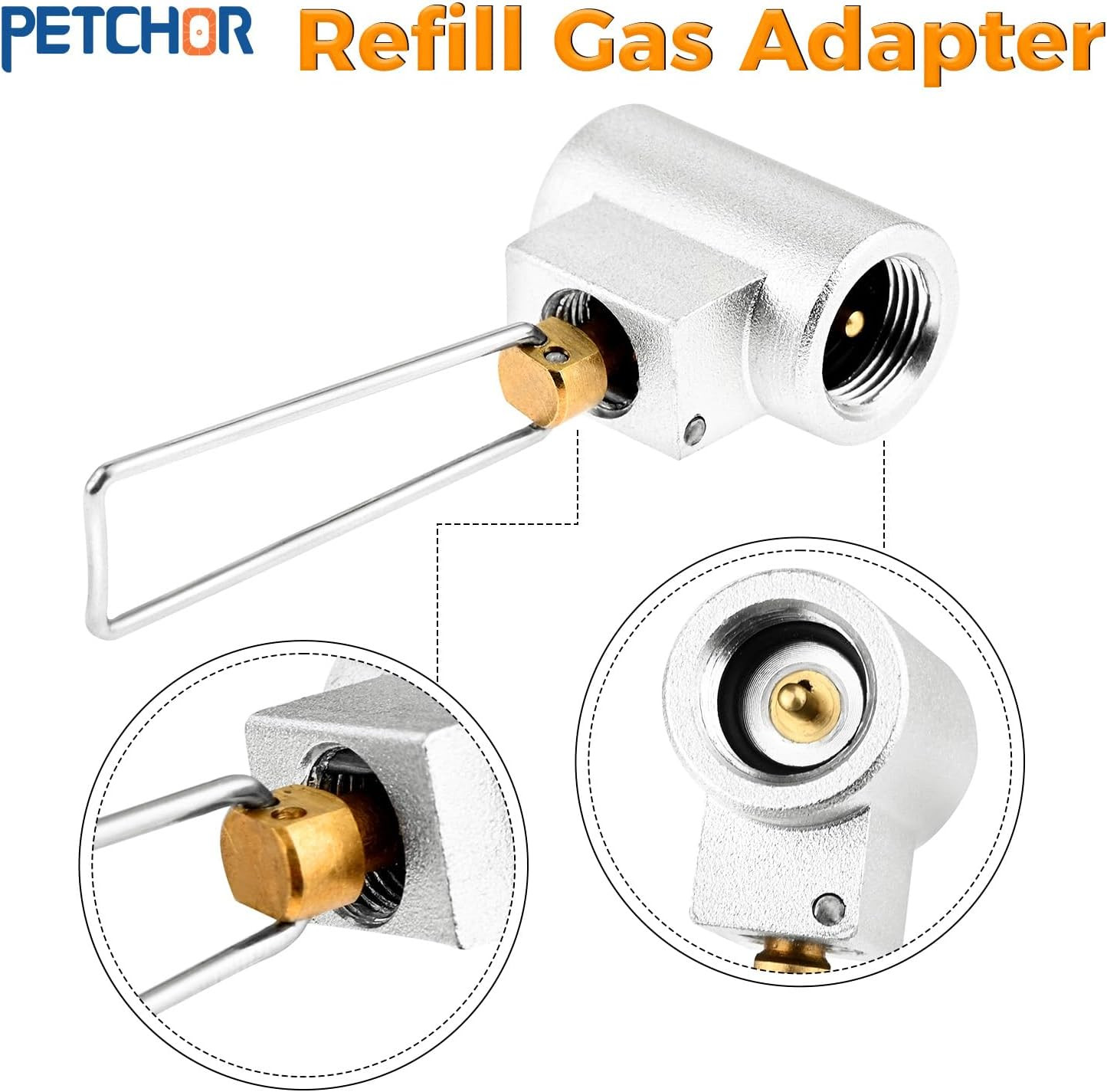 3PCS Camping Stove Gas Refill Adapter Set, Propane Isobutane Butane Valve Conver