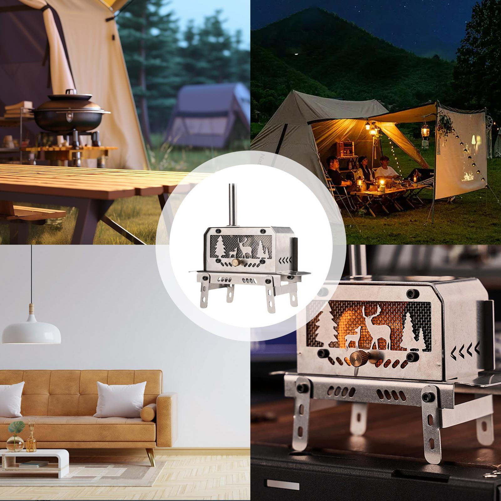 Camping Wood Stove Portable for Tent Portable Wood Cook Stove Stainless amiable