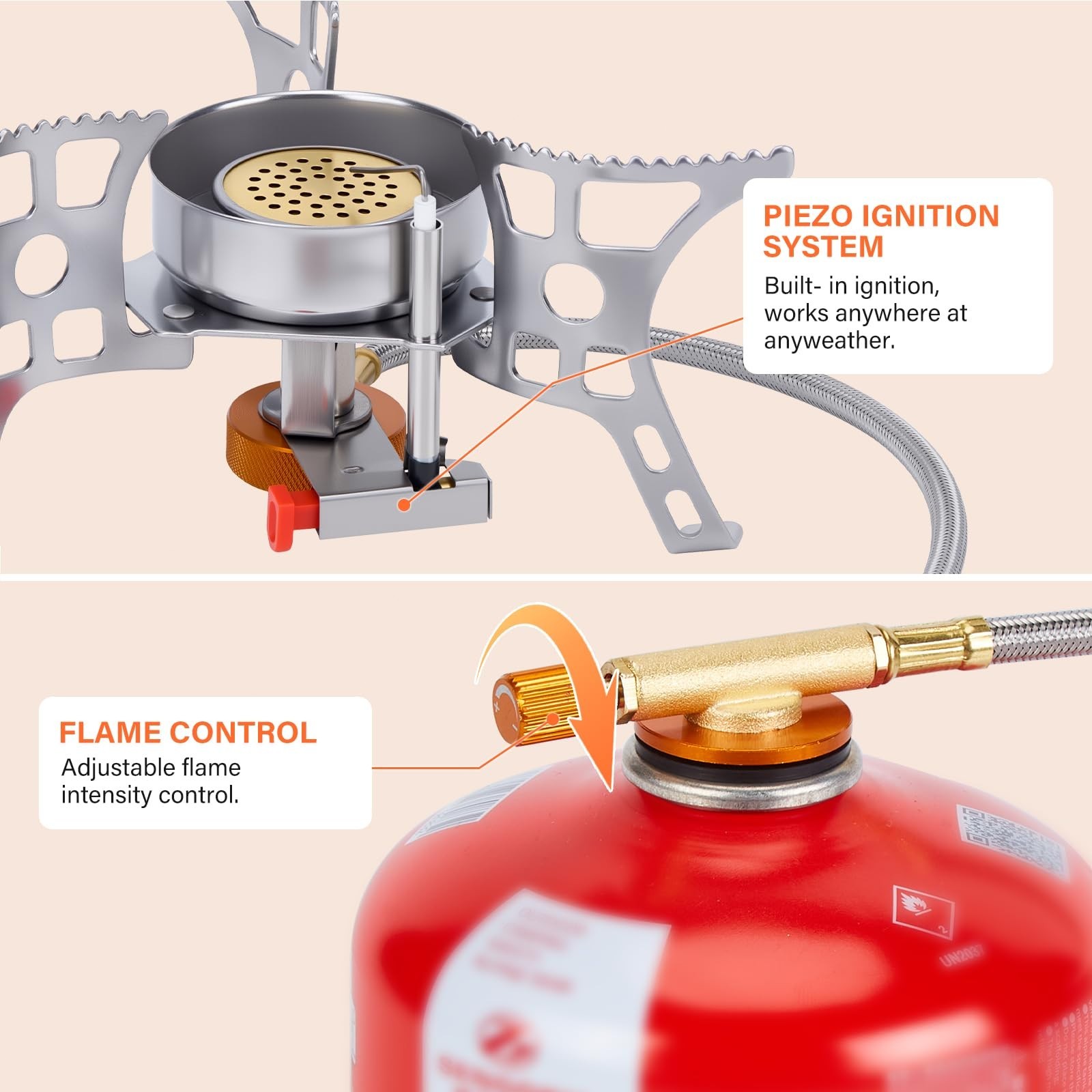 FREESHIP 3900W Portable Backpacking Stove Camping Stove 1LB Propane Tank Adapter
