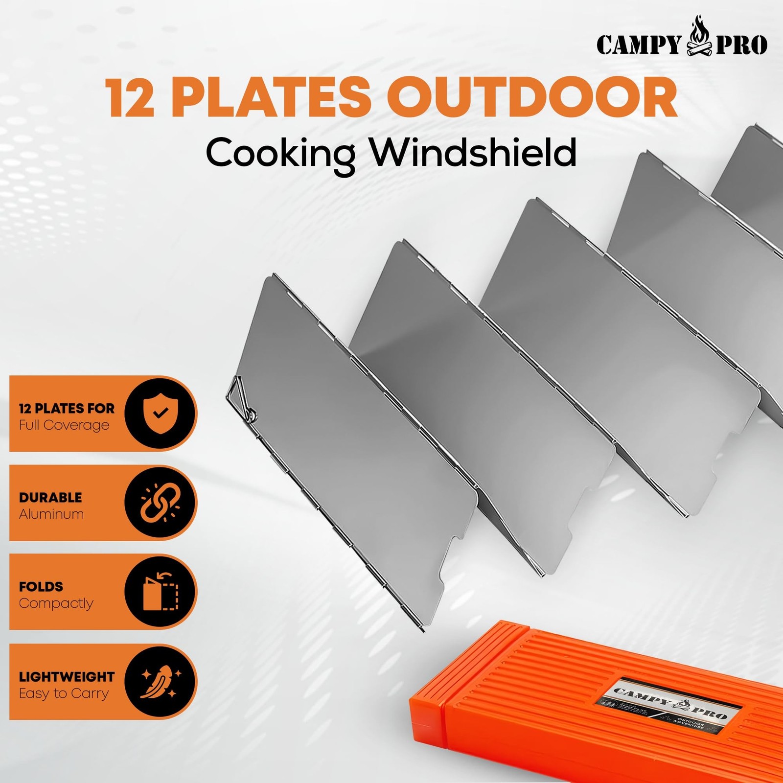 Silver Camping Stove Windscreen, 12-Plates Premium Aluminum Wind Guard Shield…