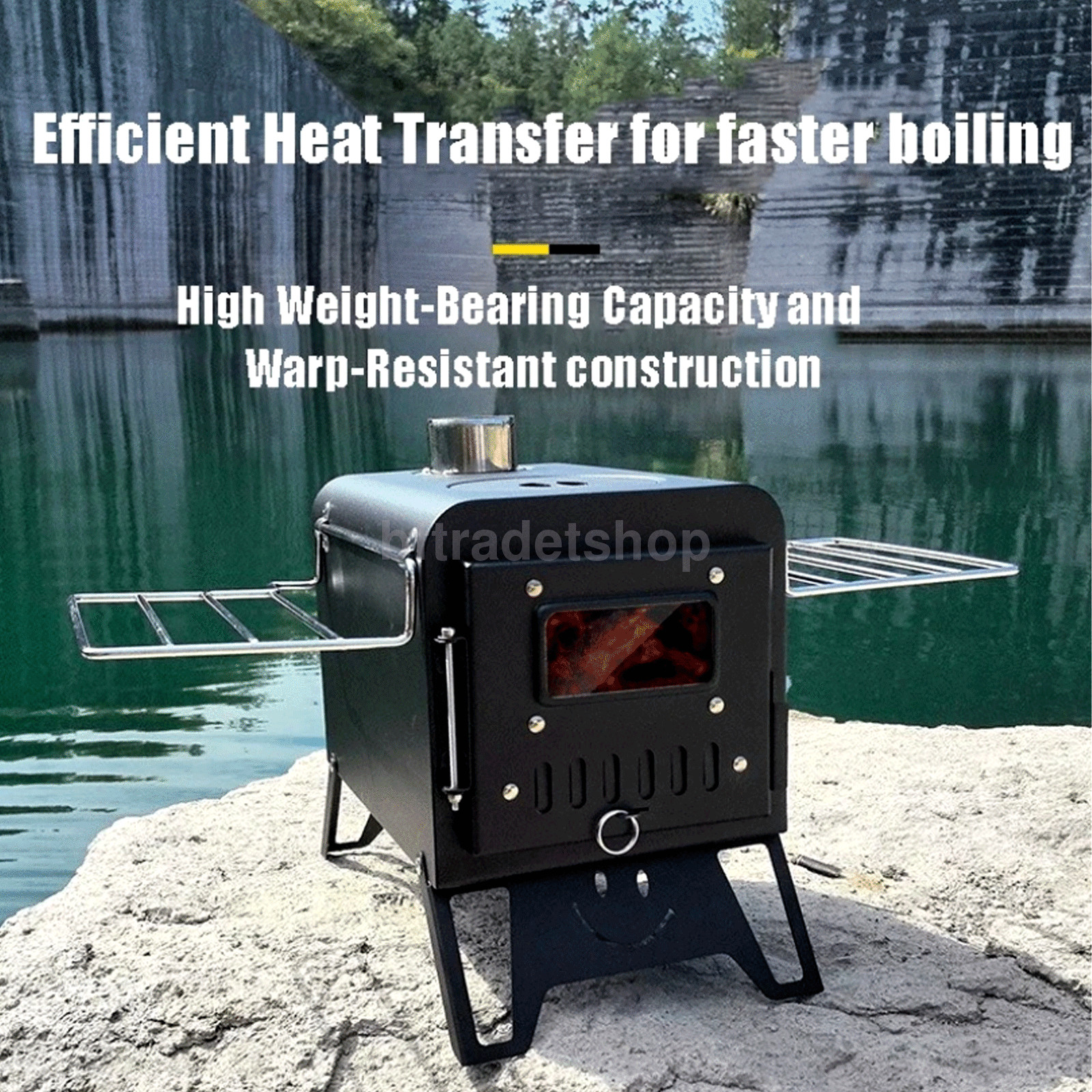 NEW Camping Stove for Tent, Portable Stainless Steel Stove with 7 Chimney Pipes