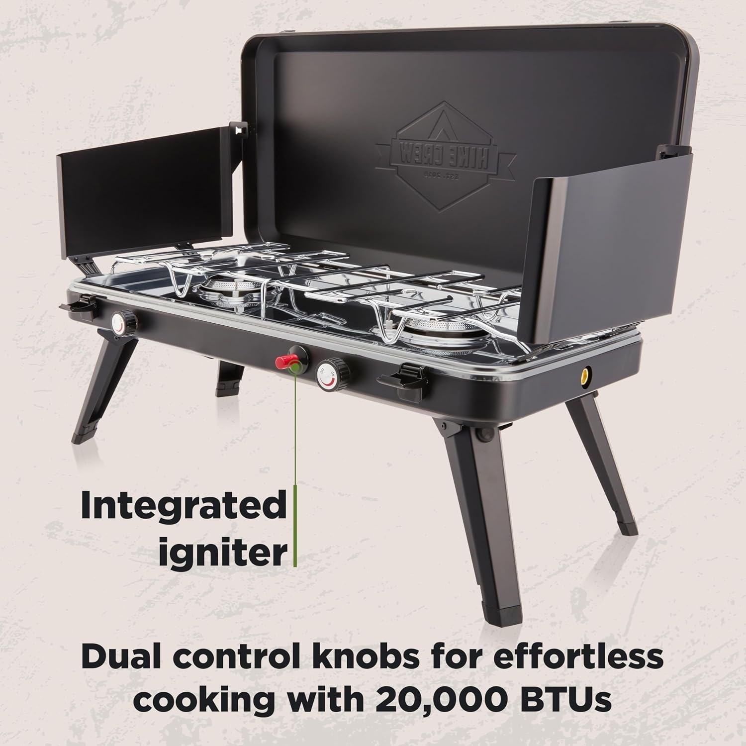 Hike Crew Portable 2-Burner Propane Camping Stove – 20,000 BTU w/ Igniter