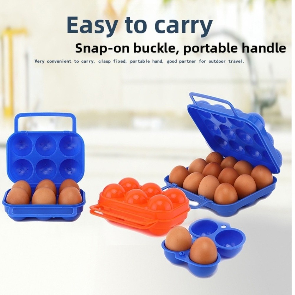 6-Compartment Foldable Egg Storage Box for Travel Camping Outdoor – PP Plastic