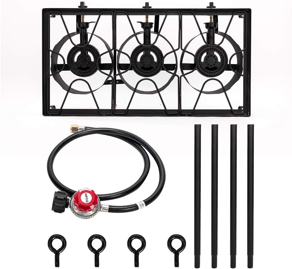 2/3 Burner Outdoor Propane Gas Stove High Pressure Stand Cooker Backyard Cooking