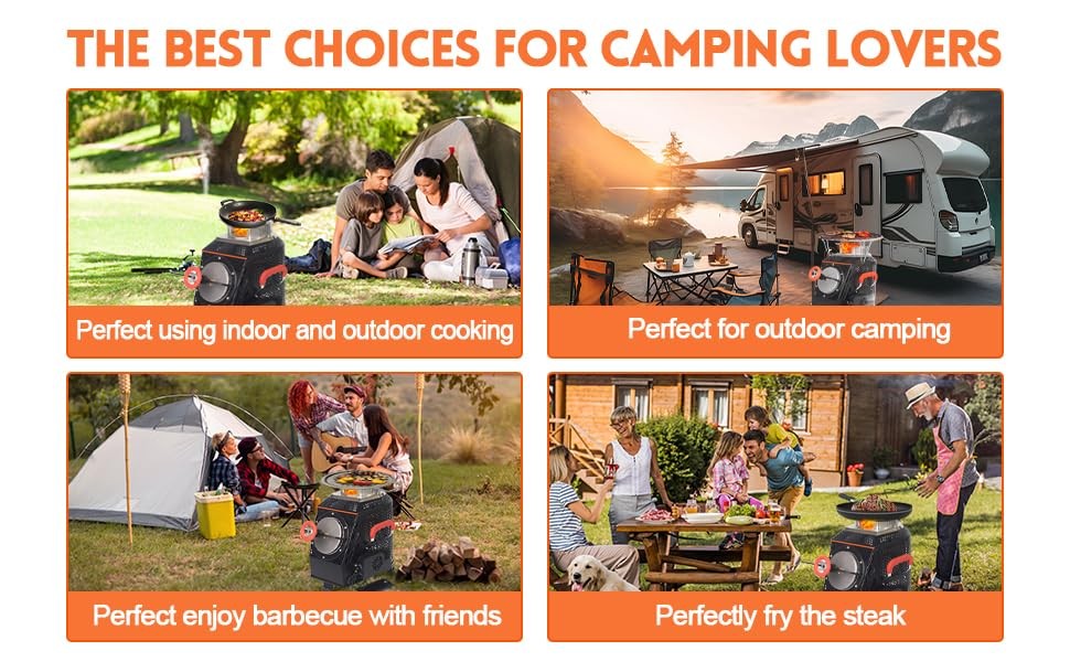 Wood Burning Camp Stove Outdoor Portable Stainless Steel 16″L x 13″W x 17″H