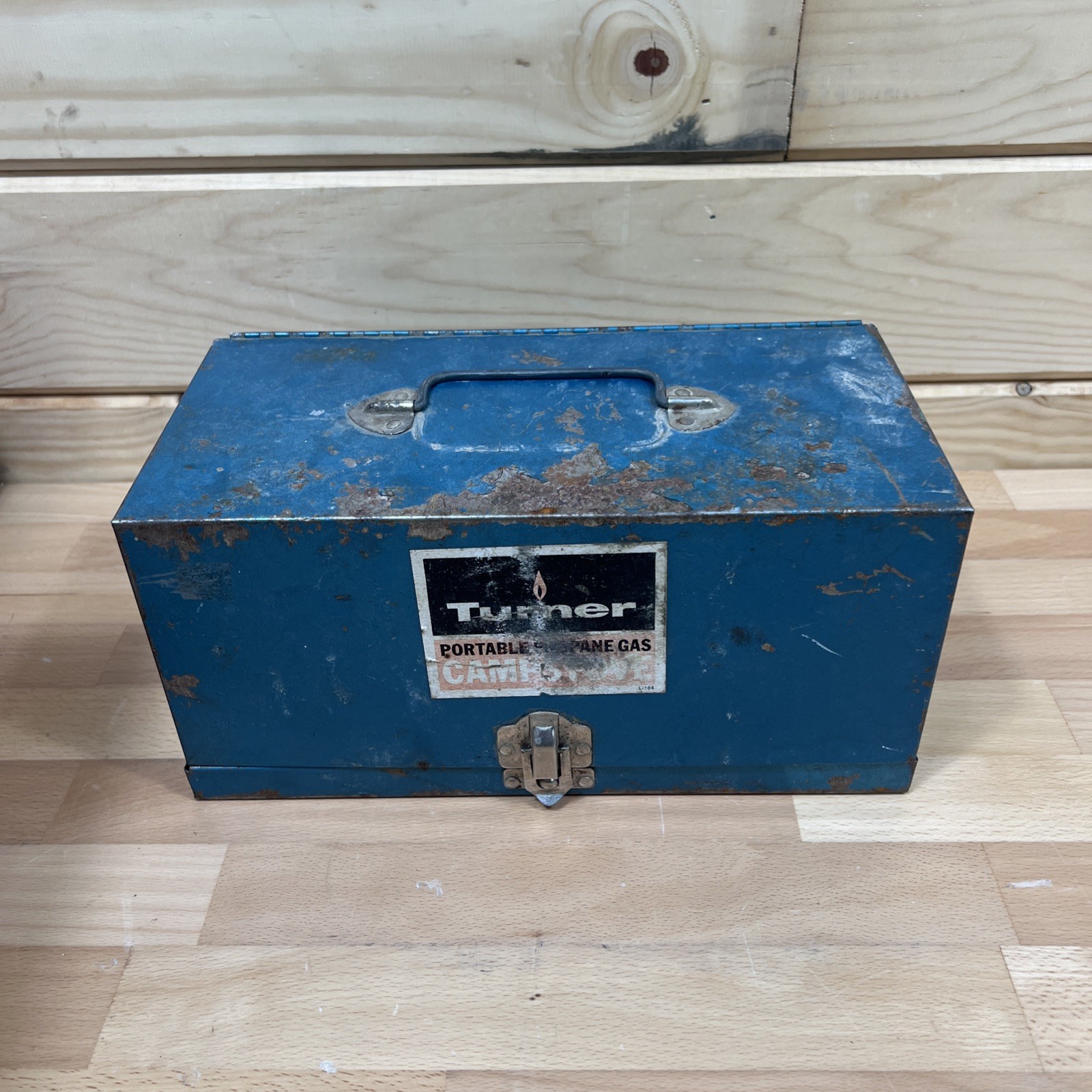 Vtg Rare Turner Portable Single Burner Propane Gas Cap Stove L-104 W/ Box Works