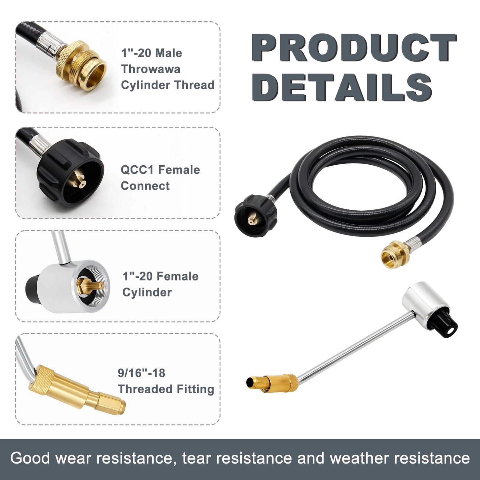 Thaekuns 5430 Camping Stove Regulator with 6 FT Propane Adapter Hose black