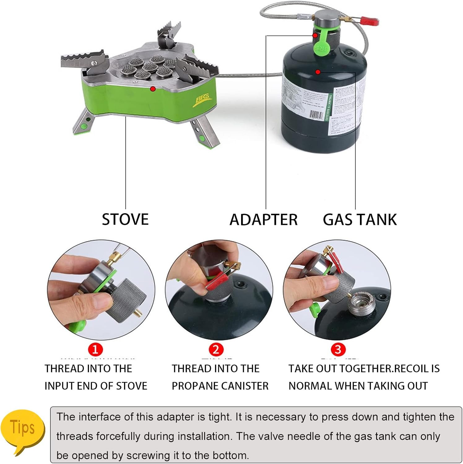 Propane to Butane Adapter, Camping Stove Adapter,1 Lb Propane Tank Input and EN4