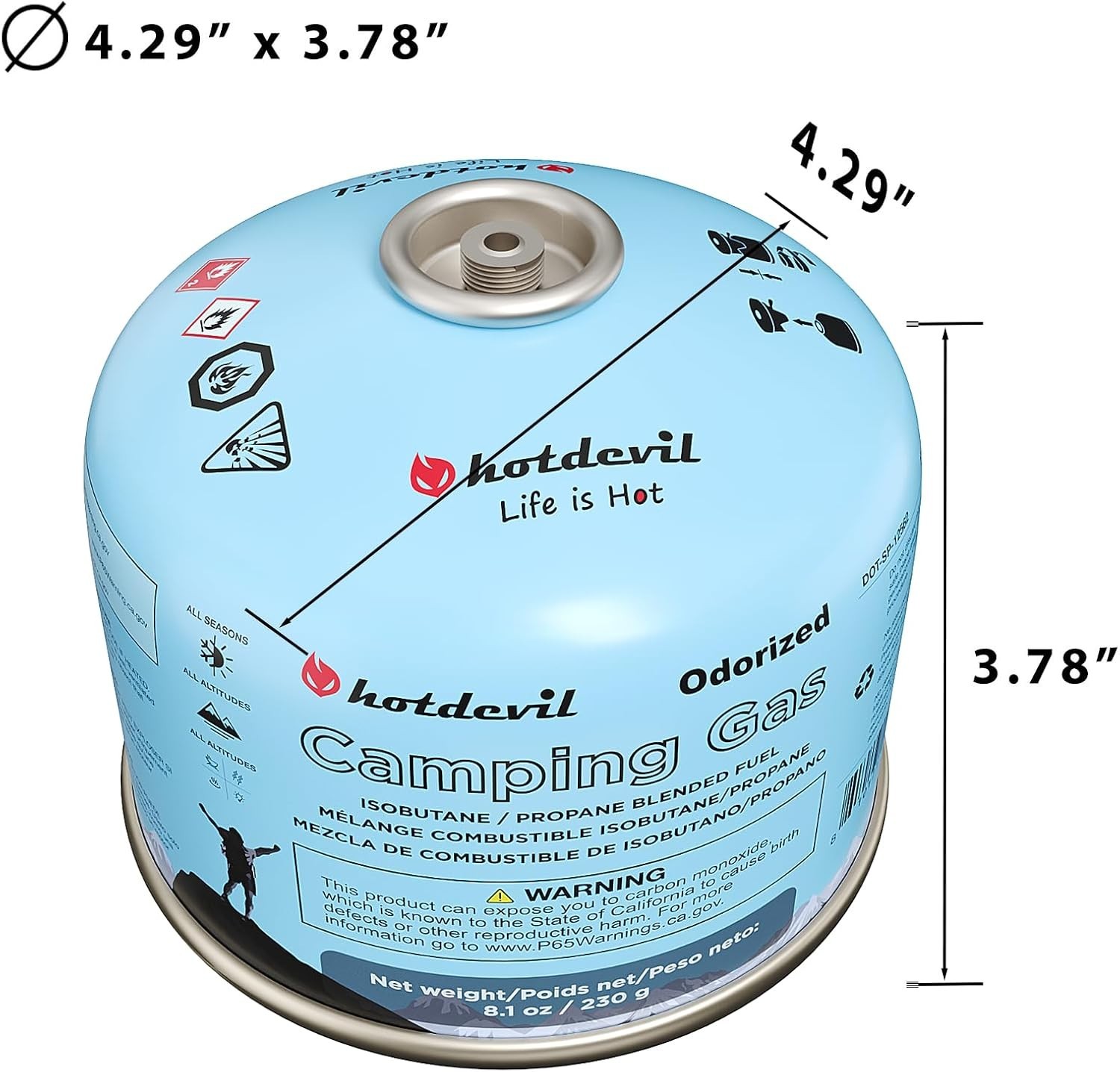 Hotdevil 6xCamping Stove Fuel Portable 100g Butane Propane Blend Isobutane Cas