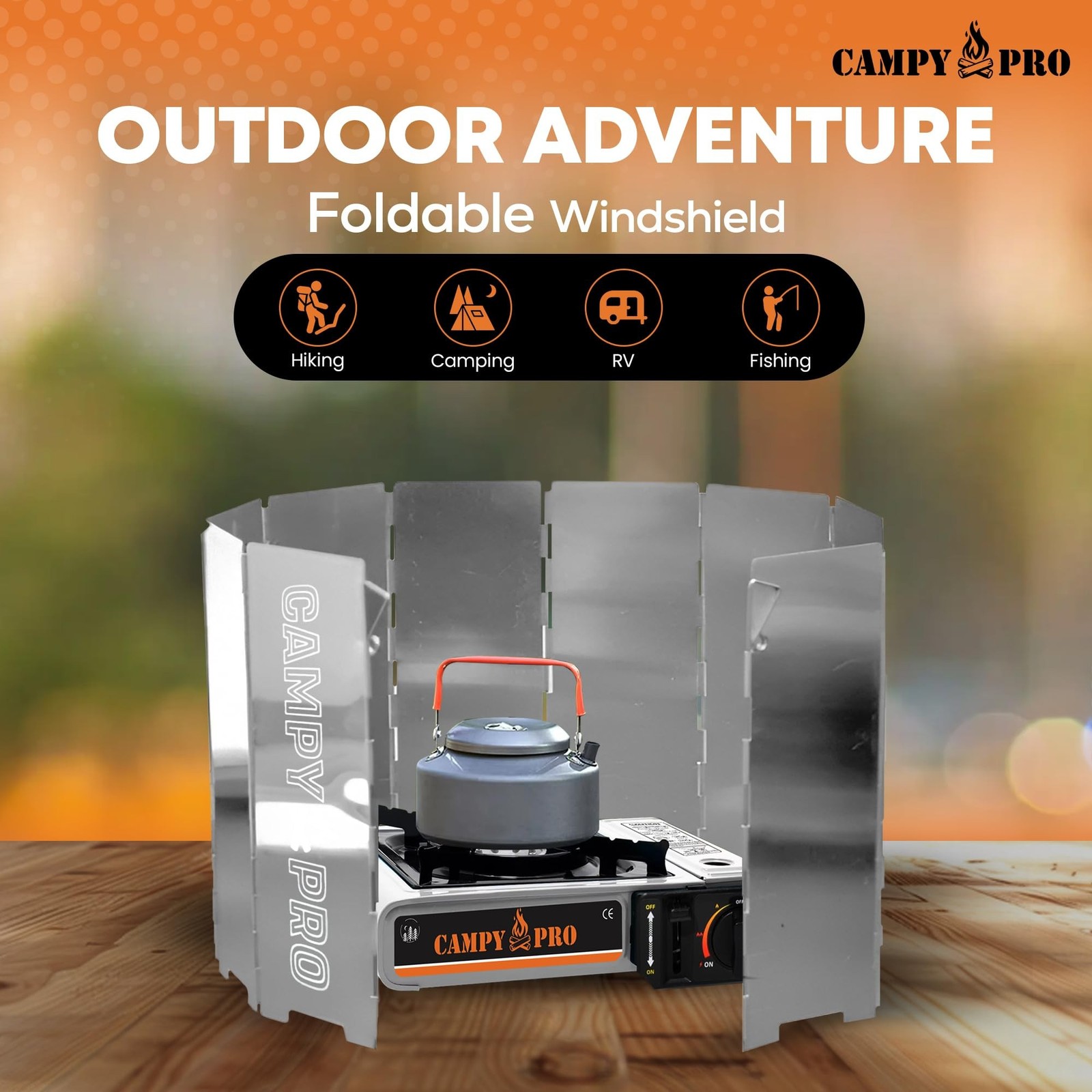 Silver Camping Stove Windscreen, 12-Plates Premium Aluminum Wind Guard Shield…