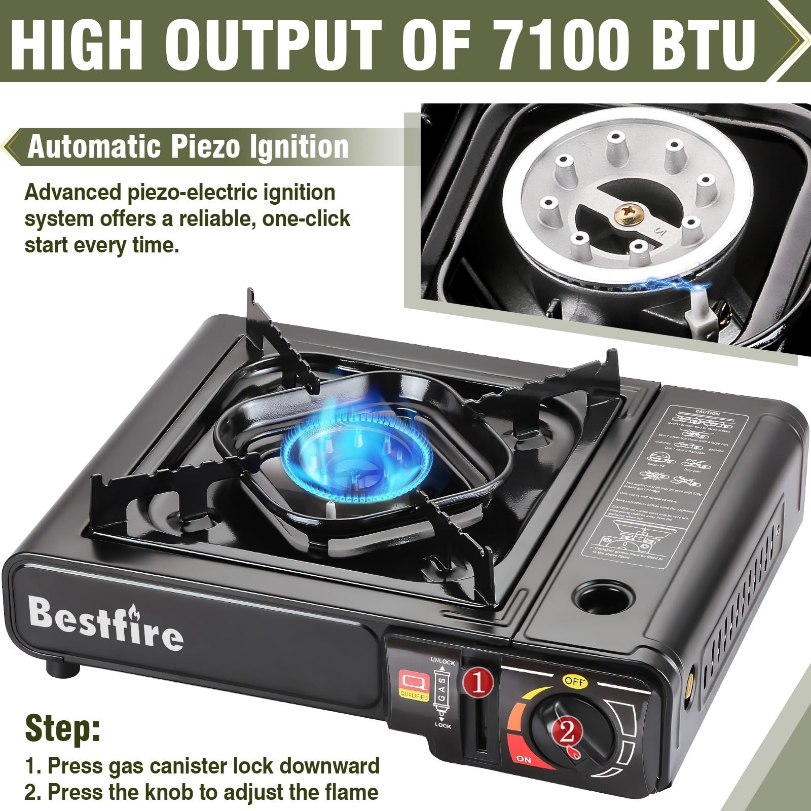 BESTFIRE Portable Dual Fuel Camping Stove – 10,000 BTU Butane & Propane