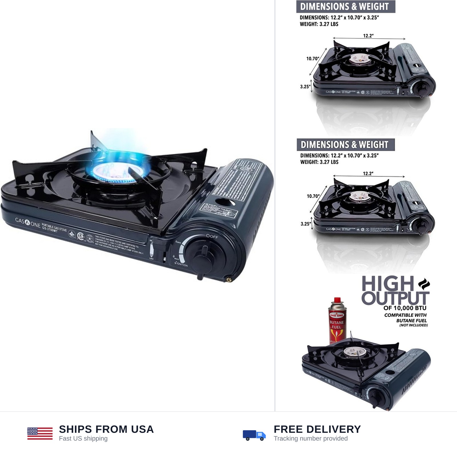 GAS ONE NEW 10,000 BTU CSA List Portable Butane Gas Stove with Carrying Case …