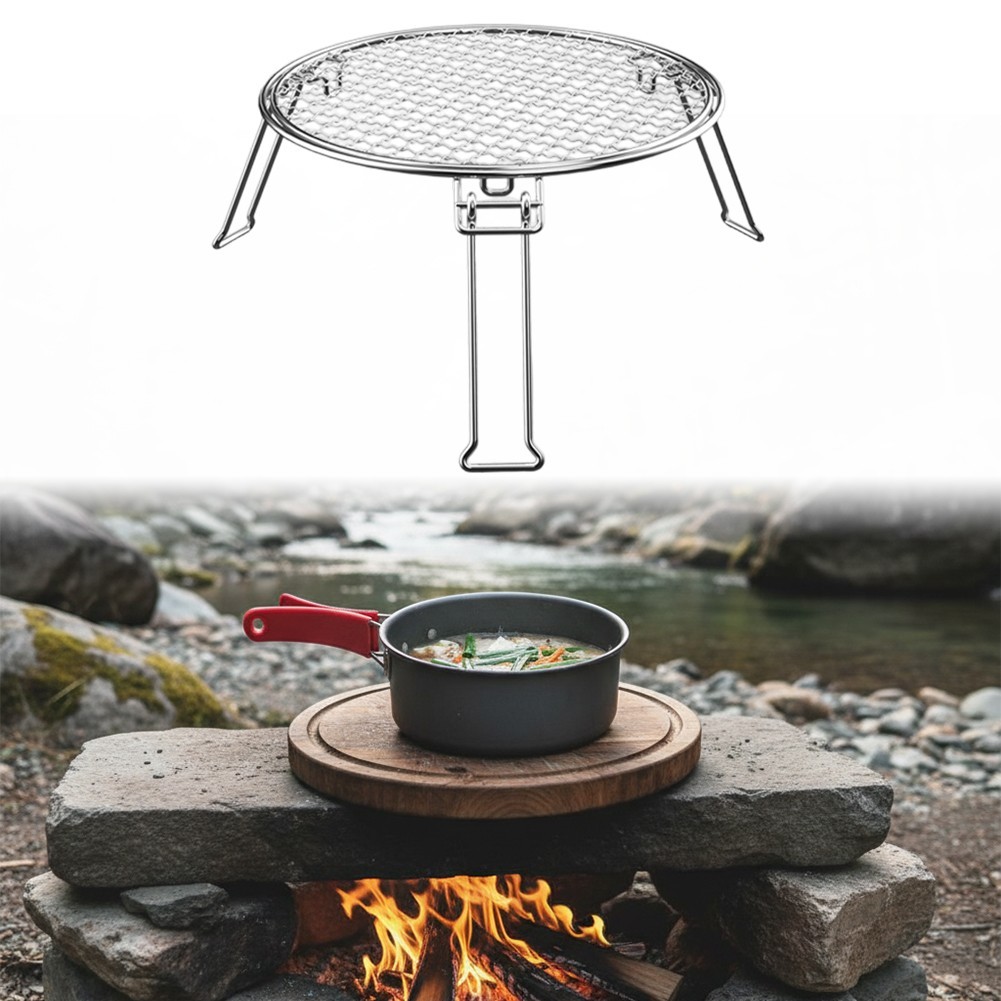 Portable Stainless Steel Camping Grill Grate Foldable with Reinforced Legs