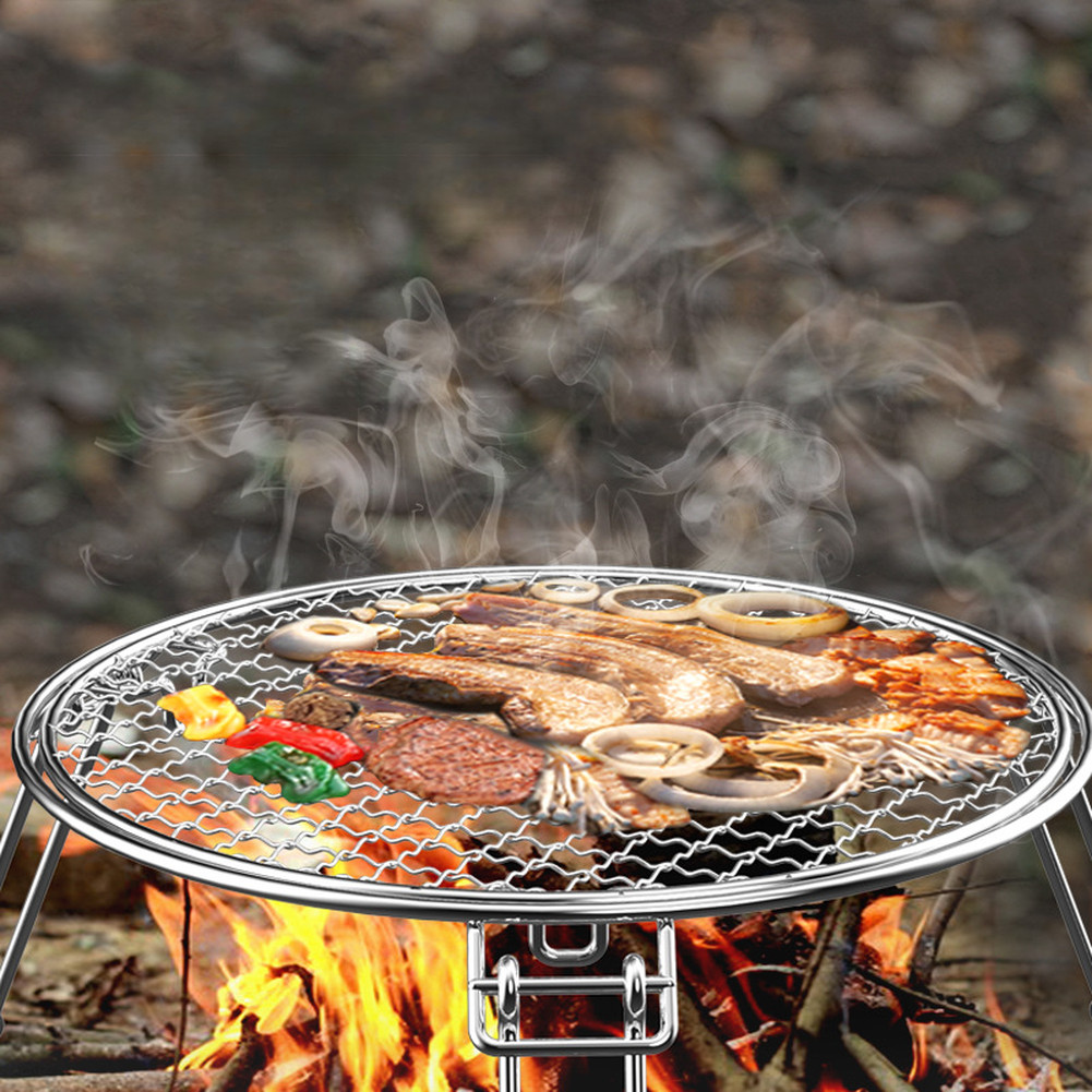 Portable Stainless Steel Camping Grill Grate Foldable with Reinforced Legs