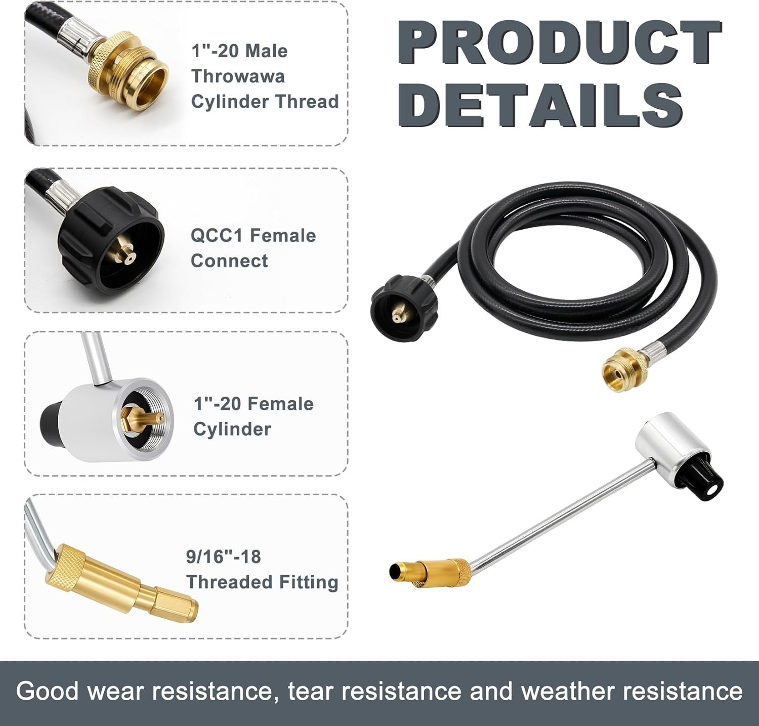 Thaekuns 5430 Camping Stove Regulator with 6 FT Propane Adapter Hose black