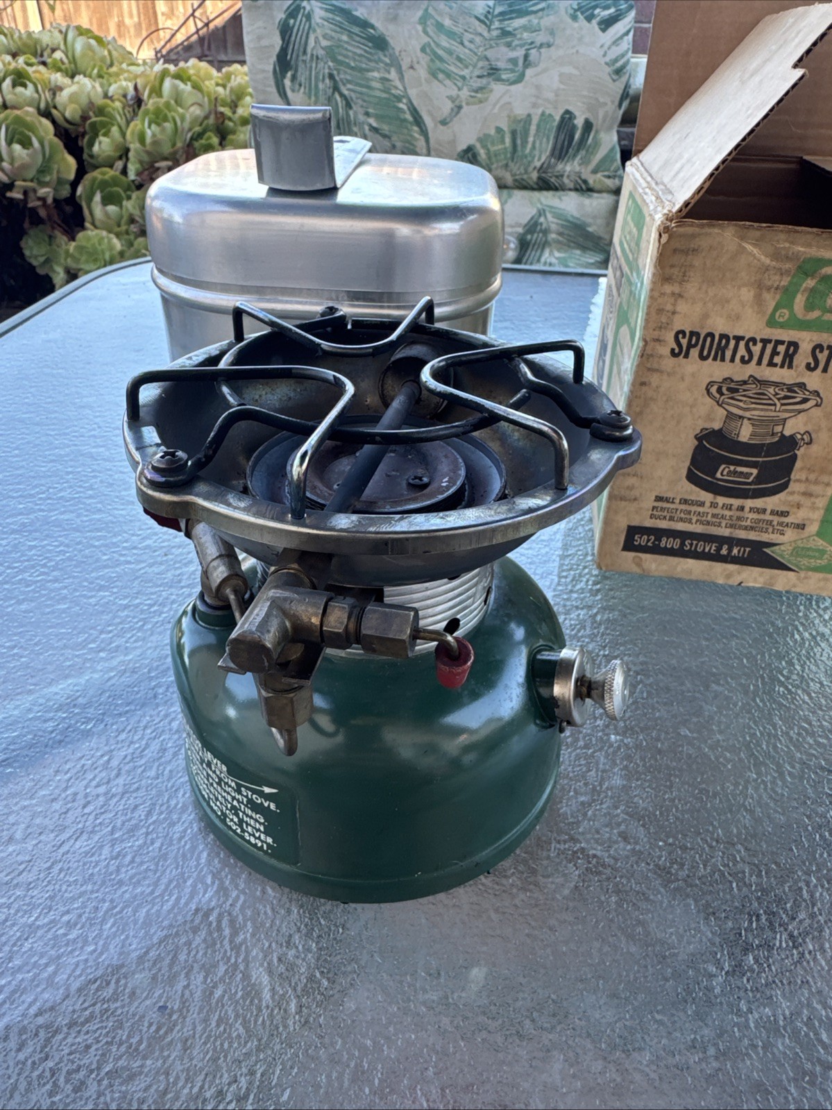 Vintage Coleman Sportster Cook Kit 502-800 Single Burner Green Camp Stove