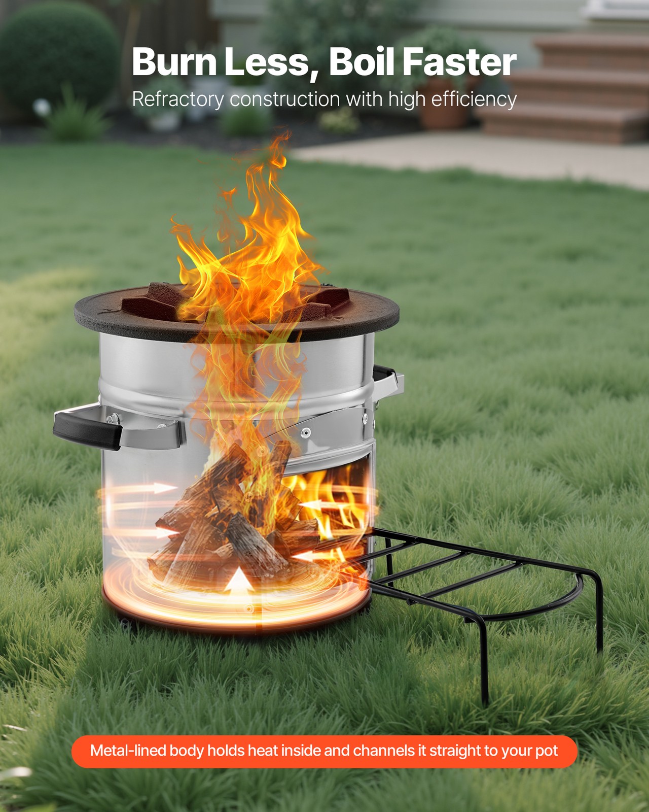 VEVOR Camping Rocket Stove Wood Burning Portable Rocket Stove with Carrying Bag