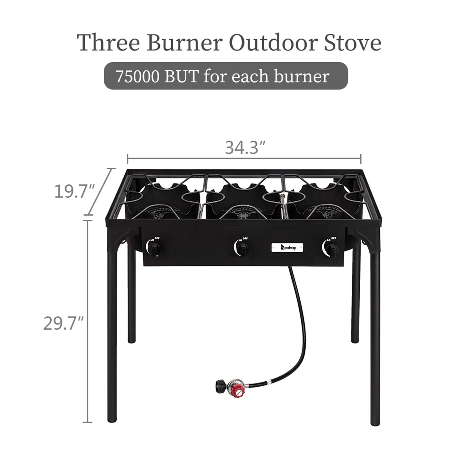 225,000 BTU 3-Burners Outdoor Stove Propane Cooking Gas Cooker BBQ Grill Camping