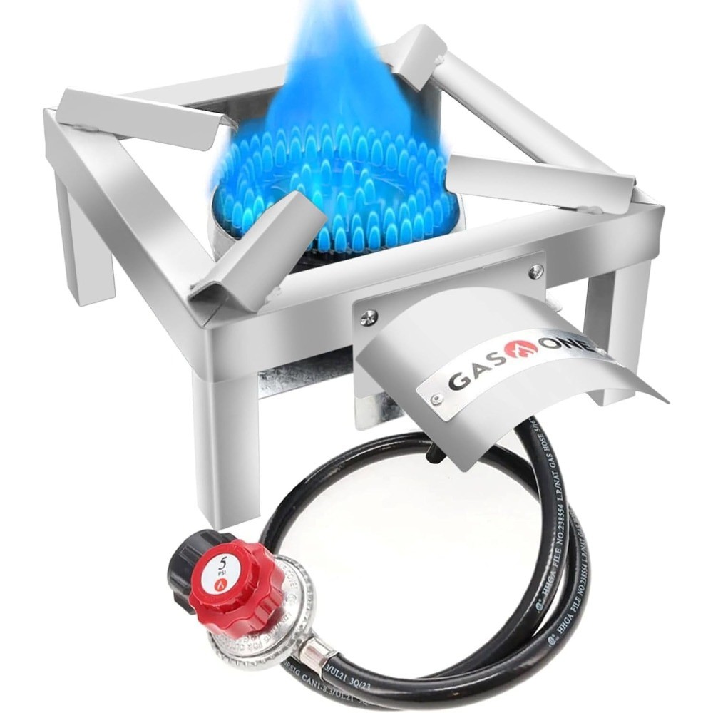 High Pressure Propane Burner 1-Burner Outdoor Stove with Heat Shield Guard