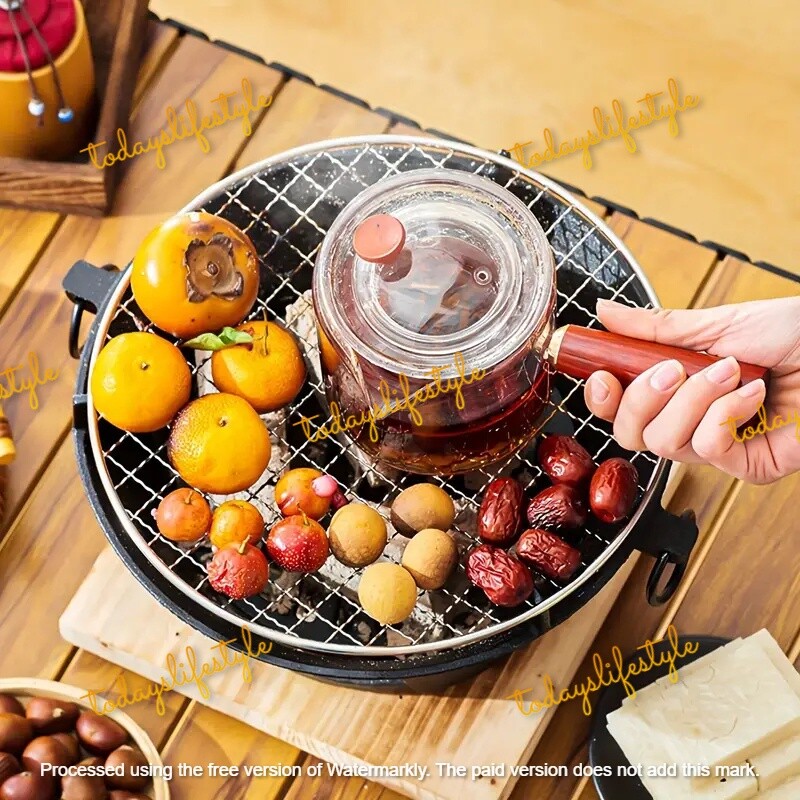 1 Set x Cast Iron Outdoor Barbecue Charcoal Stove, Top Diameter 23cm or 28cm
