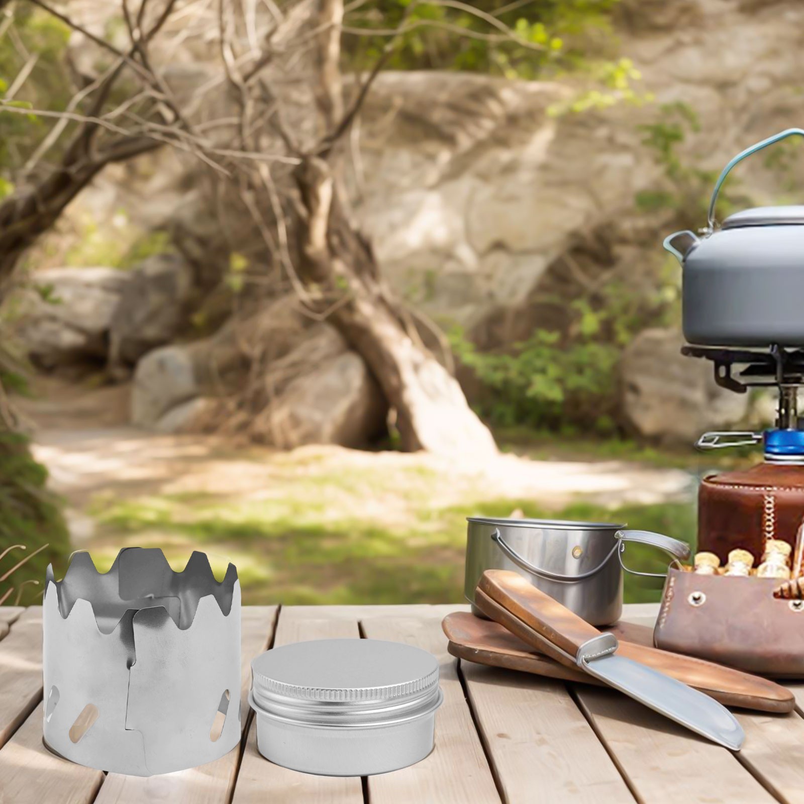 Backpacking Alcohol Stove Windshield with Fire Cover for Hiking and Picnics