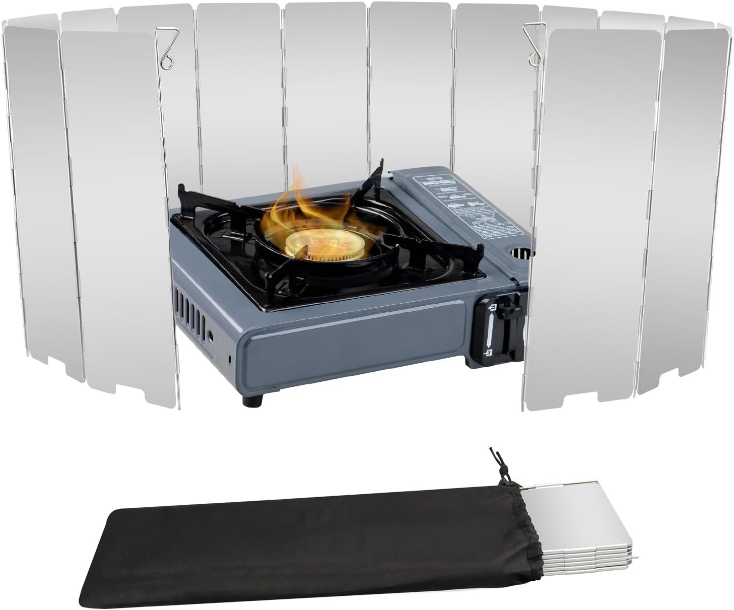 16 Plates Aluminum Stove Windshield with Drawstring Bag | for Camping, Butane St