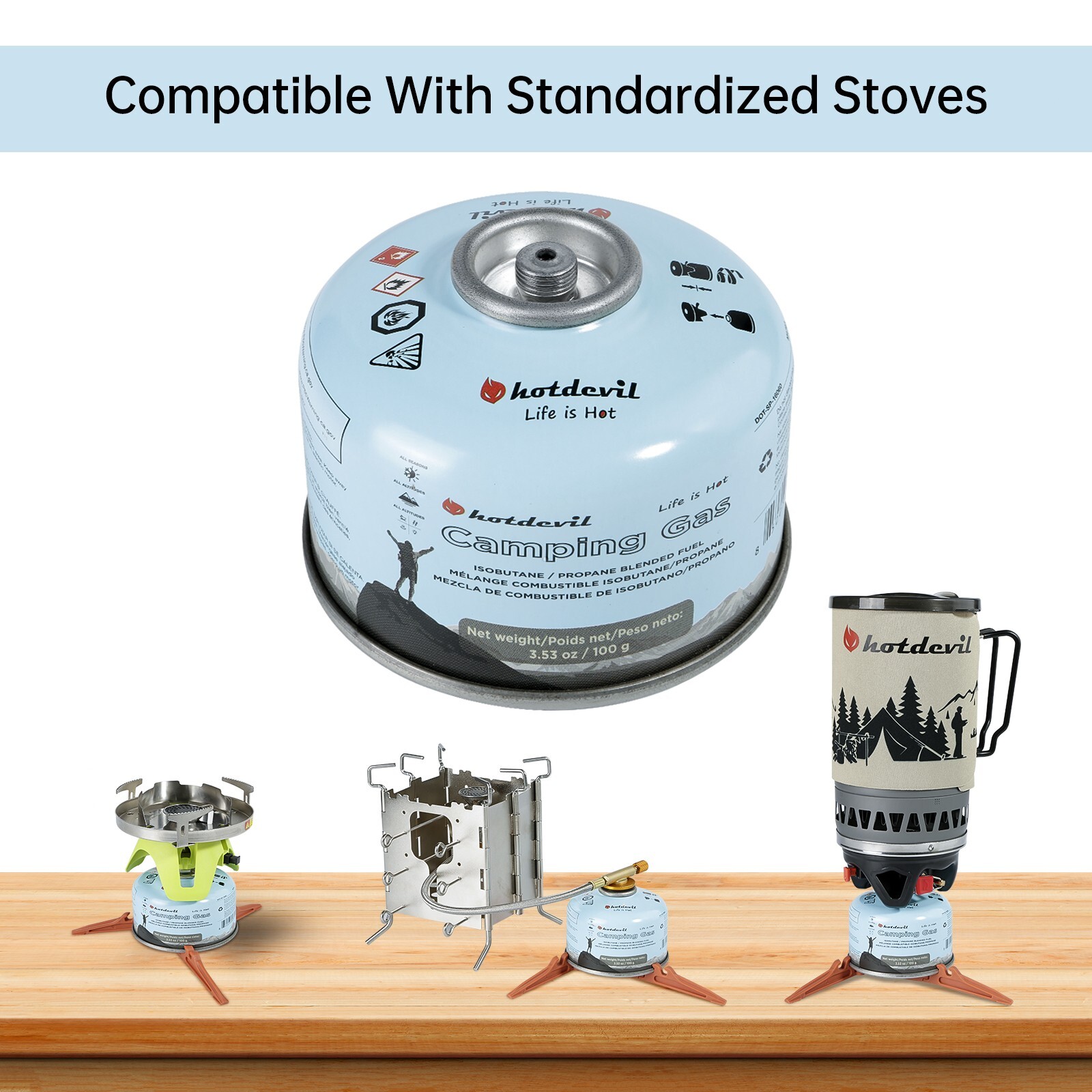 Hotdevil 24xCamping Stove Fuel Portable 100g Butane Propane Blend Isobutane Cas
