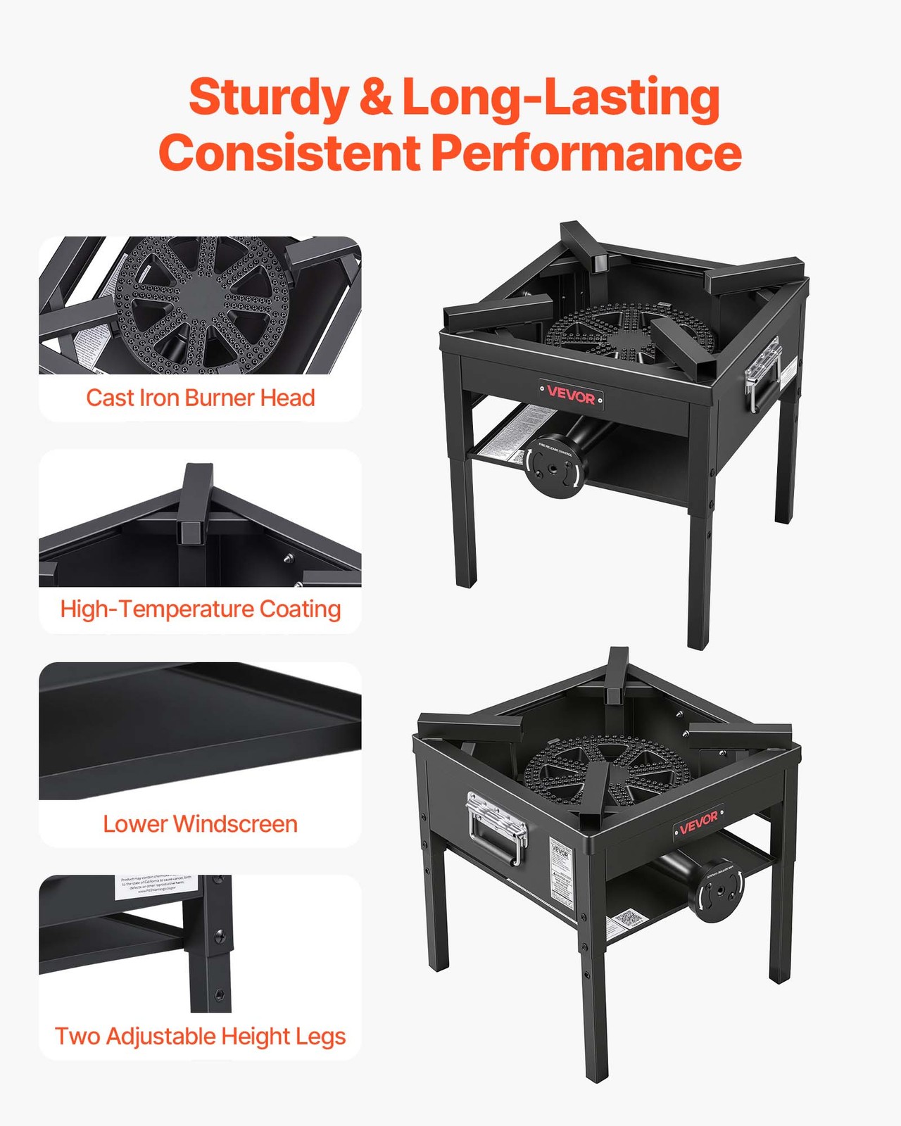 VEVOR Single Burner Propane Gas Stove 200000 BTU Outdoor Camping Cooker for BBQ