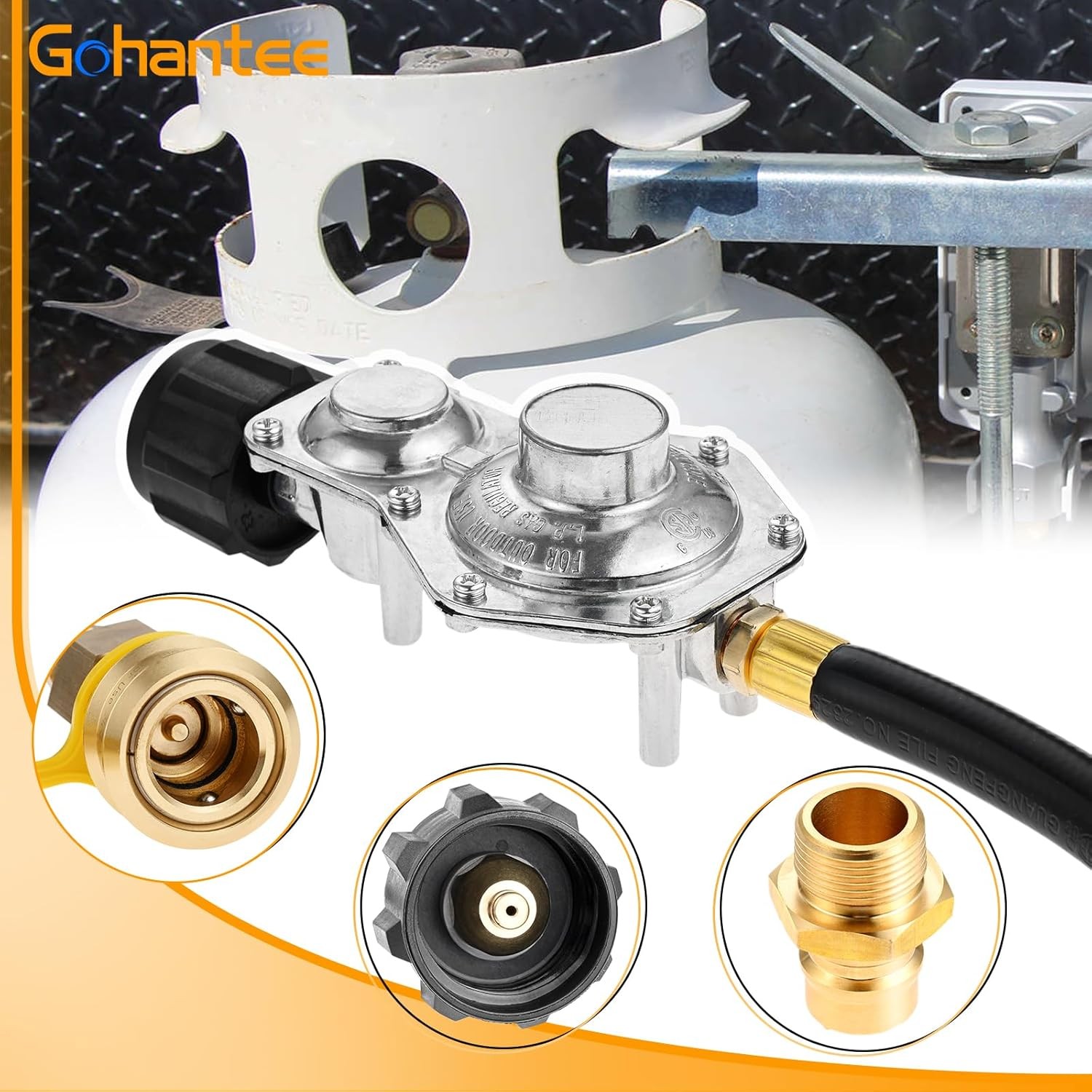 Two Stage Propane Regulator with 5FT Hose for QCC1/Type1 Tank, 3/4″…