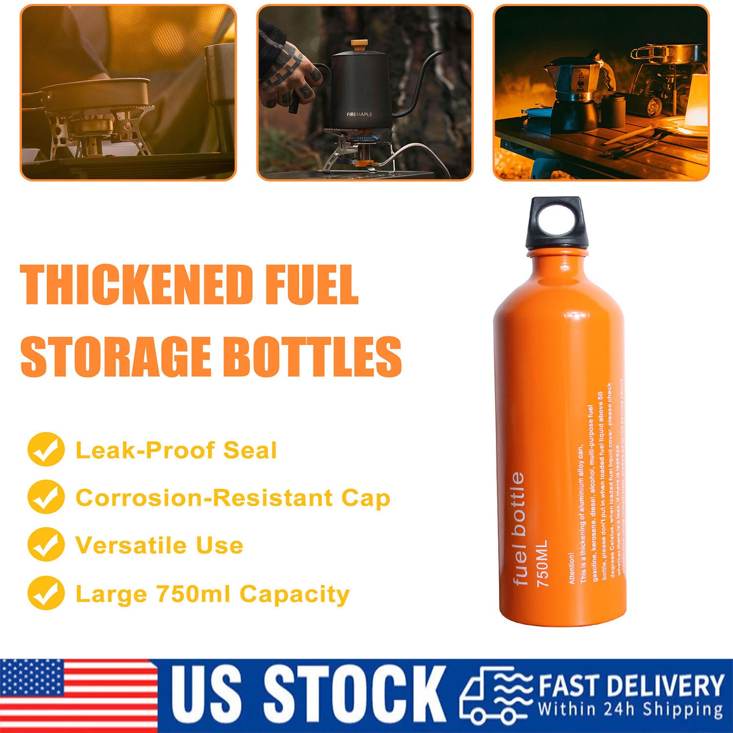 750ml Petrol Storage Tank Portable Outdoor Camping Fuel Bottle For Camping