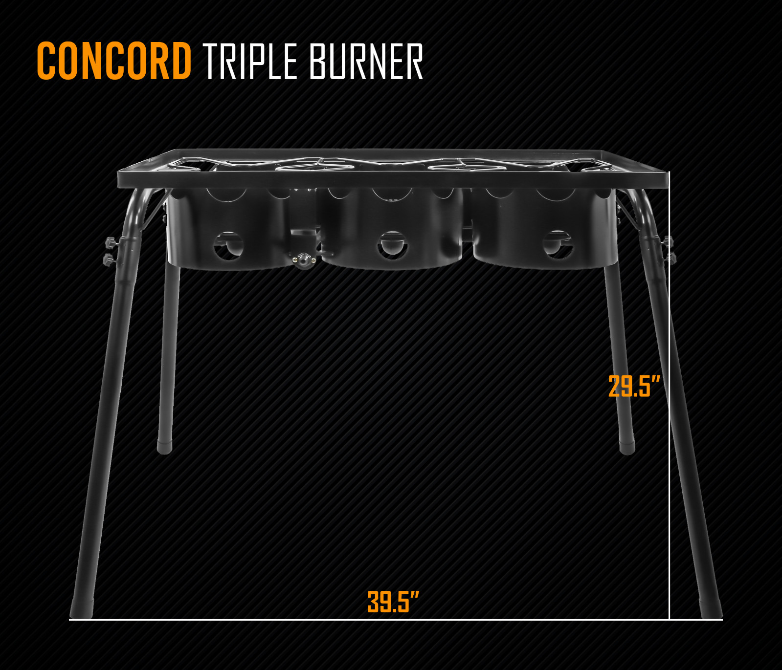 CONCORD Triple Burner Outdoor Stand Stove Cooker w/ Folded Flat Burner Heads