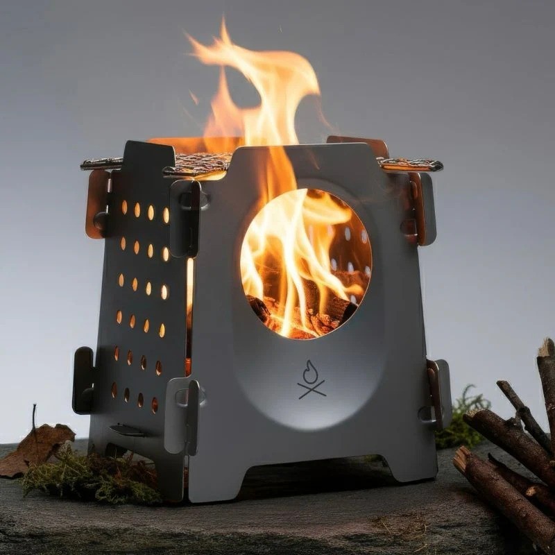 Uberleben Stoker Wood Burning Camp Stove Flatpack Twig Stove Ultralight Titanium