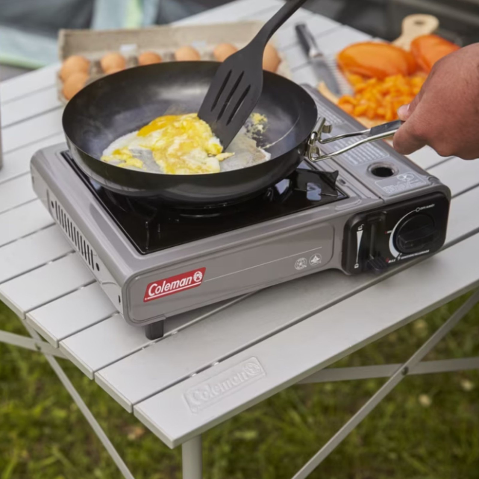 Tabletop Butane Gas Camping Stove, 1-Burner, Gray