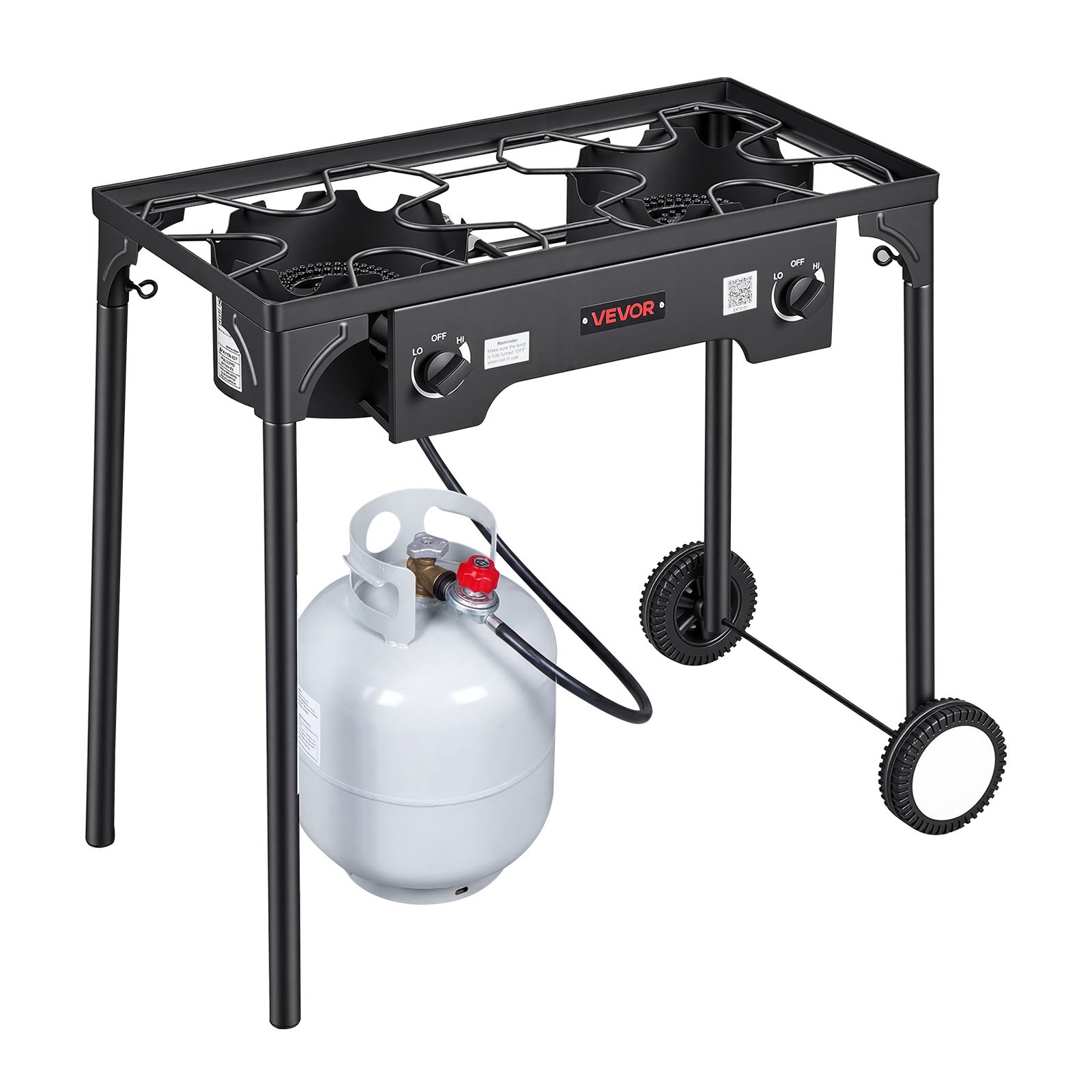 VEVOR 2 Burner Propane Gas Stove 150000 BTU Outdoor Camping Cooker with Wheels