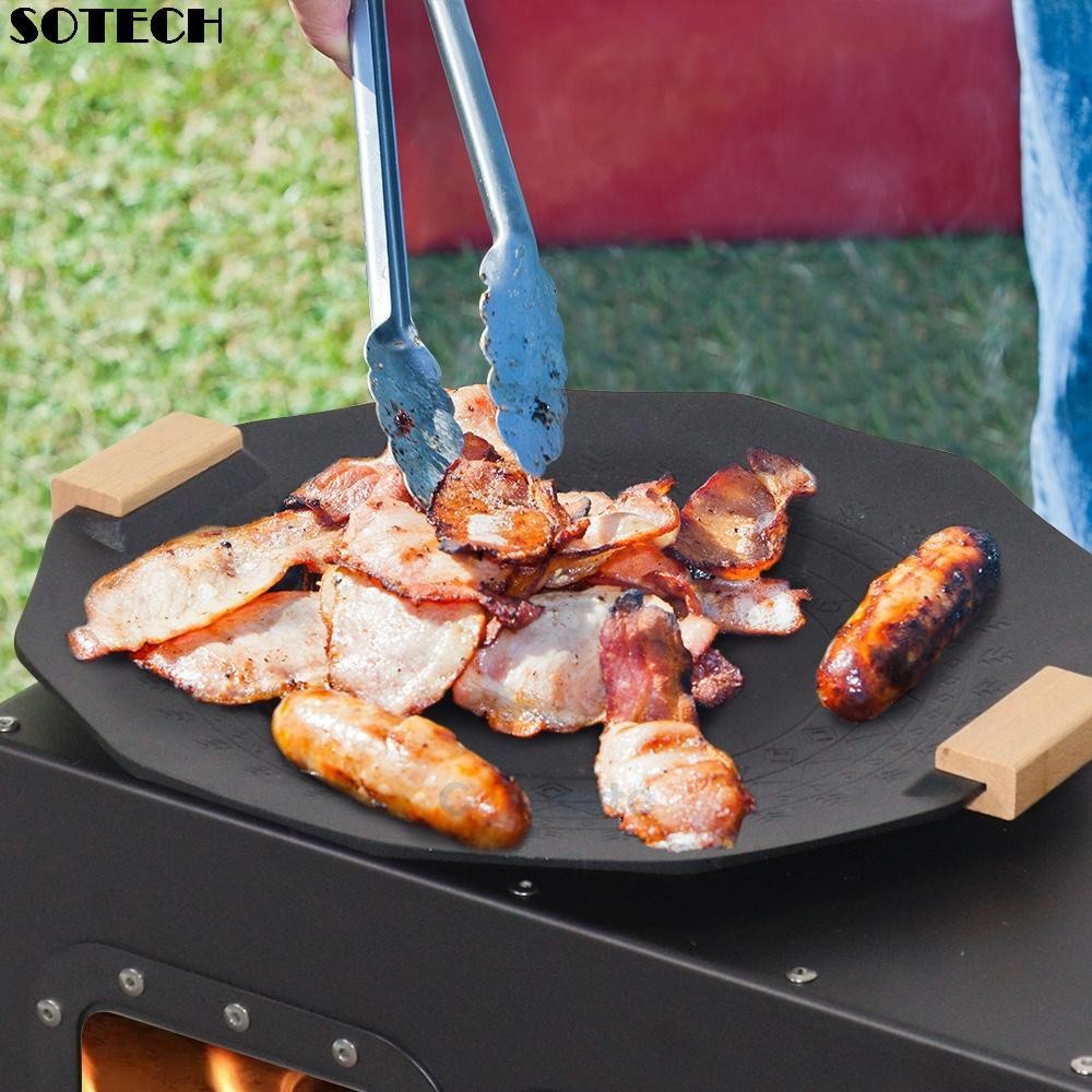 SOTECH Large Black Portable Camping Stove w/ Oven & Chimney for Hot Tent Outdoor