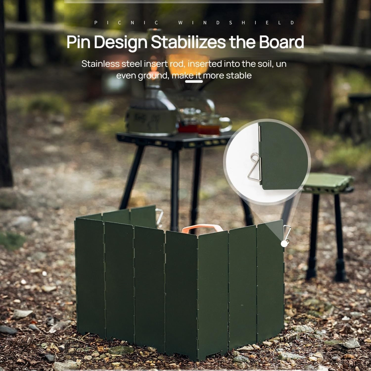 Foldable Camping Stove Windscreen, Green Aluminum Outdoor Windshield Gas Stove L