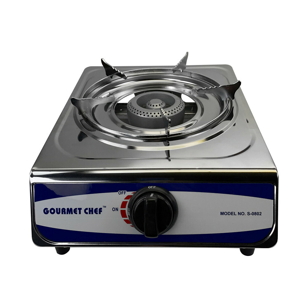 Single Propane Gas Burner Stainless Steel Stove Table Auto Ignition W/ Regulator