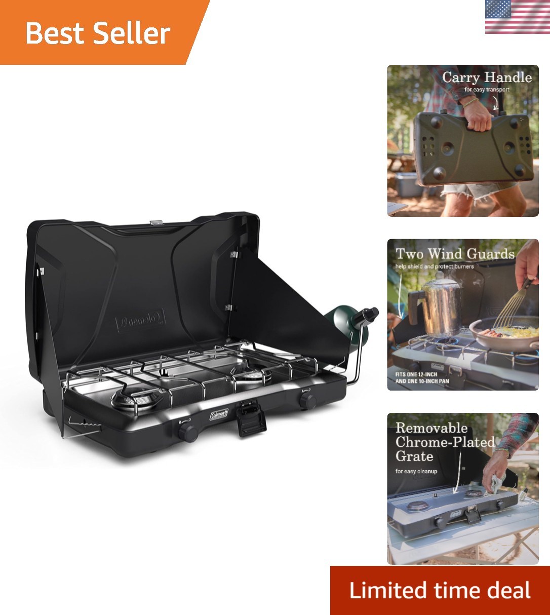 Versatile Coleman Triton 2-Burner Stove with Heavy-Duty Design & High Output