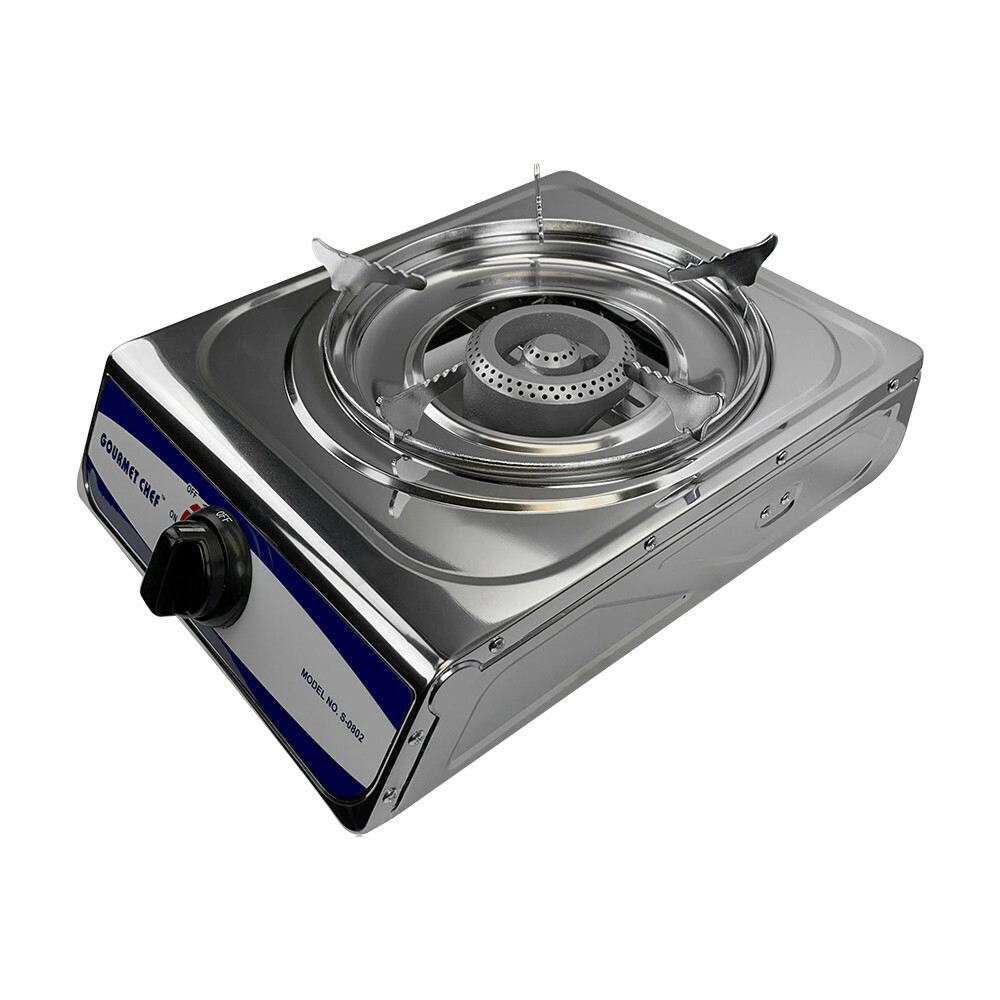 Single Propane Gas Burner Stainless Steel Stove Table Auto Ignition W/ Regulator